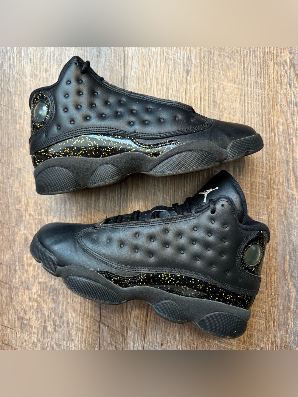 Nike Air Jordan 13 XIII Retro GS Black Gold Glitter